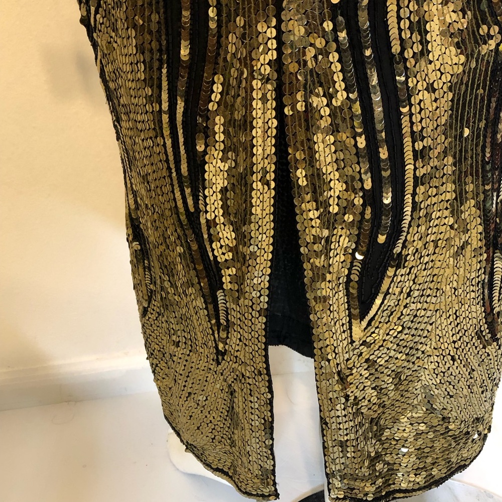 Judith Ann Creation Black & Gold Fully Sequin Long Sleeved Gown. Med - Picture 11 of 13